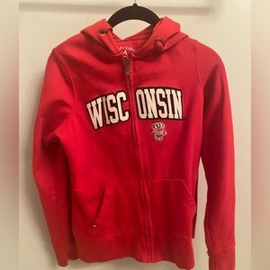 RARE red Wisconsin badgers zip up hoodie
